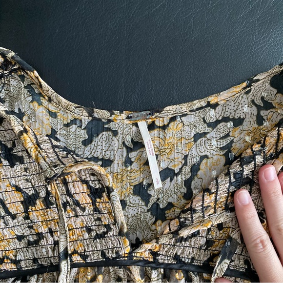 FREE PEOPLE Free Swinging Black Floral Print Mini Dress Size Small - Picture 10 of 11